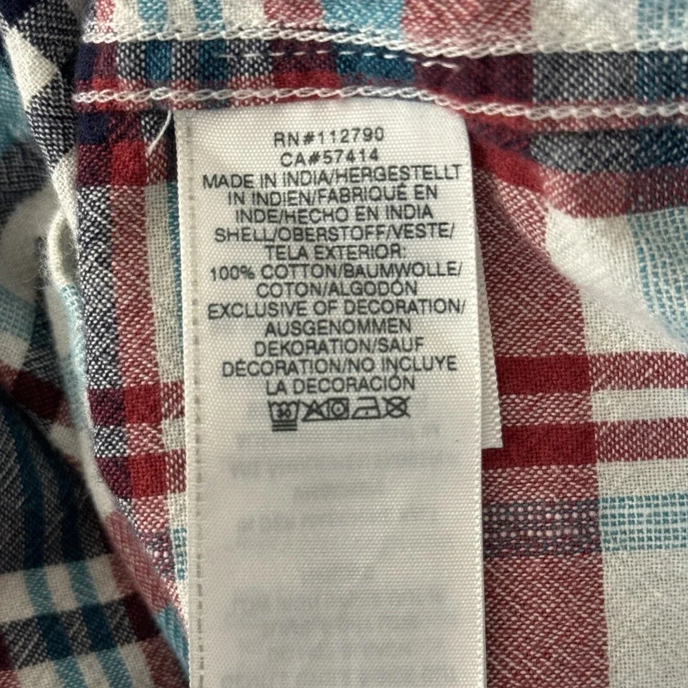 True Religion Shirt Mens Small Blue Red Plaid Flannel‎ Style Dual Pocket Casual